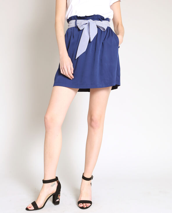 Jupe ceinturée bleu marine - Pimkie