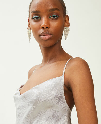 Robe longue en satin effet serpent gris - Pimkie