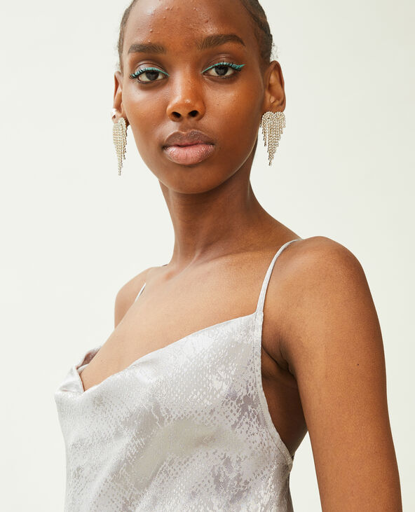 Robe longue en satin effet serpent gris - Pimkie