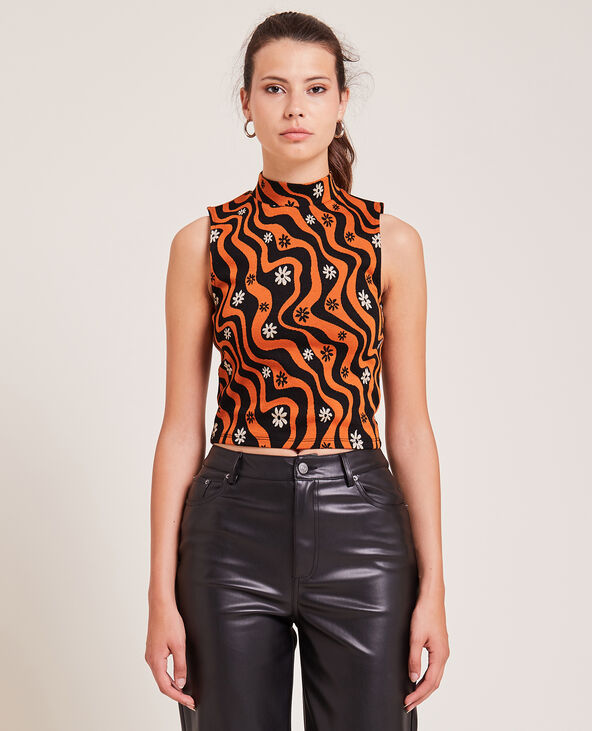 Top sans manches col montant marron - Pimkie