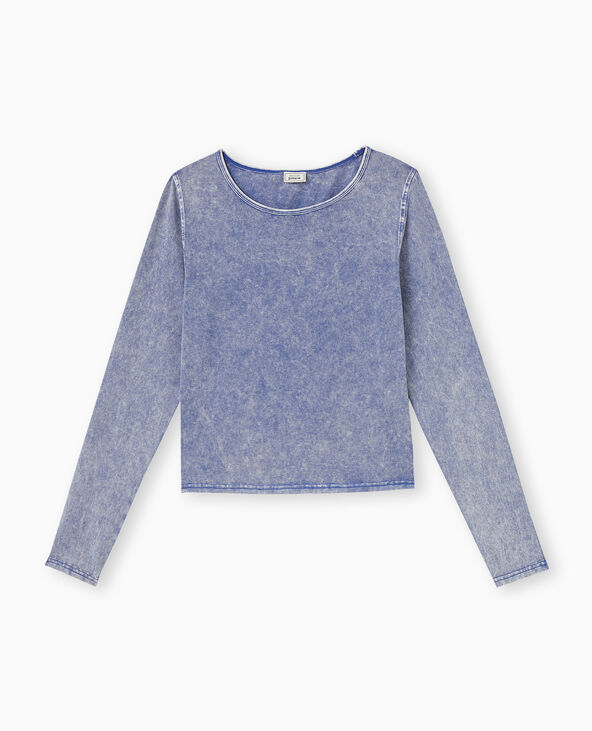 T-shirt manches longues effet délavé bleu - Pimkie