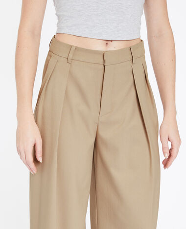 Pantalon large et droit avec pinces beige - Pimkie