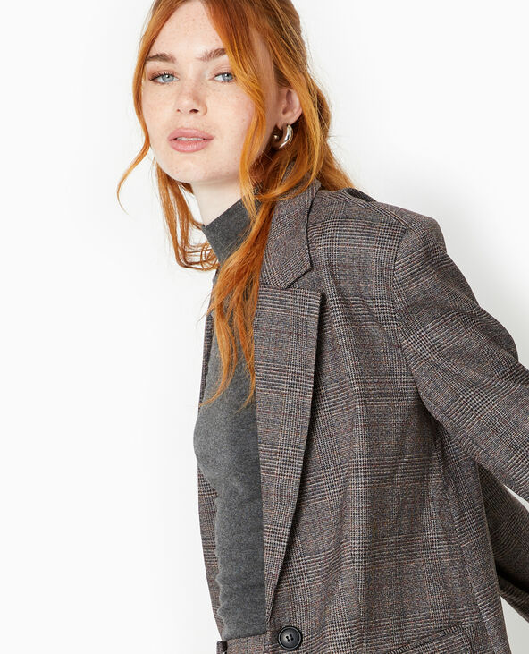 Veste blazer motif carreaux noir - Pimkie