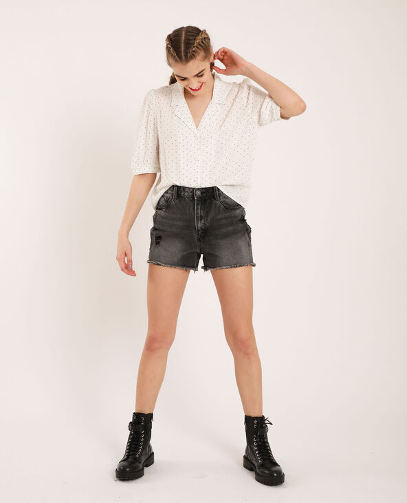 Chemise courte à pois blanc - Pimkie