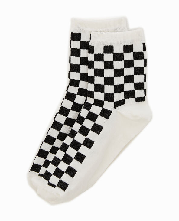 Paire de chaussettes motif damier blanc - Pimkie