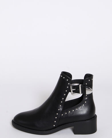 Boots en simili cuir noir - Pimkie