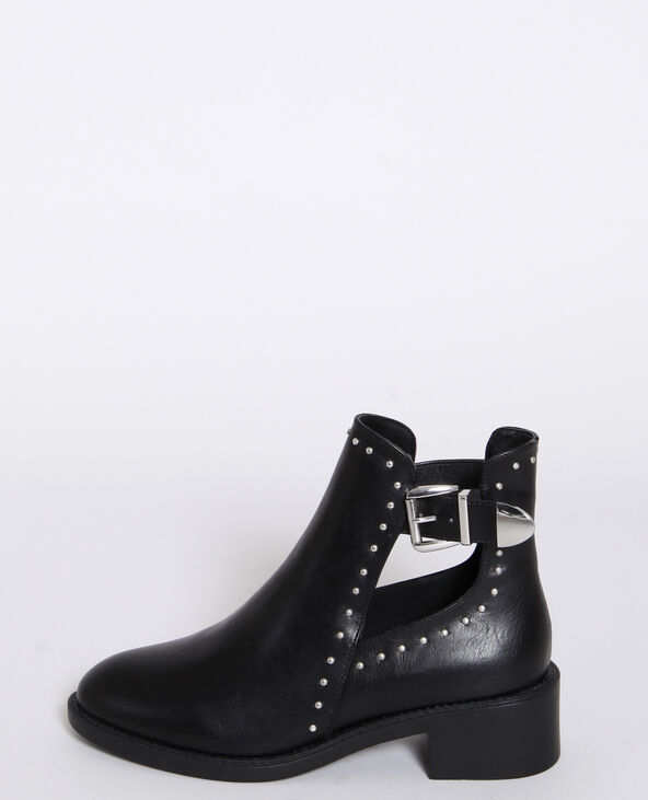 Boots en simili cuir noir - Pimkie