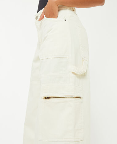 Pantalon ample cargo uni écru - Pimkie