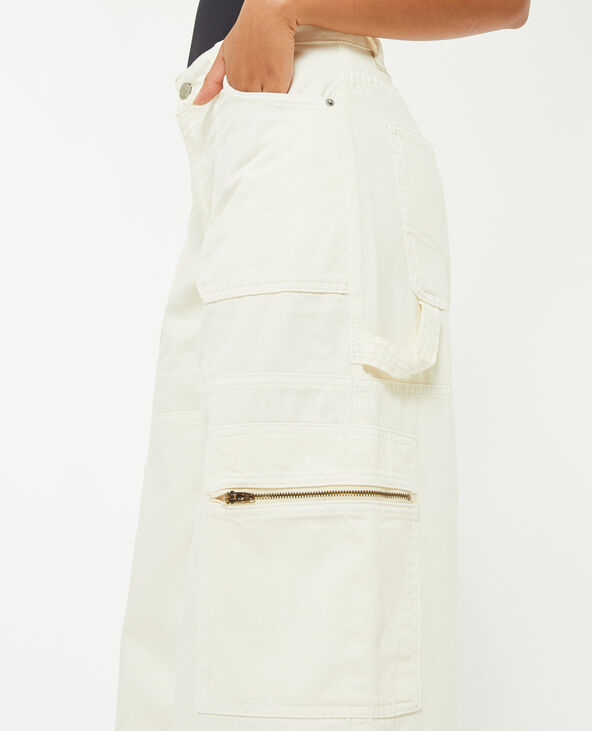 Pantalon ample cargo uni écru - Pimkie