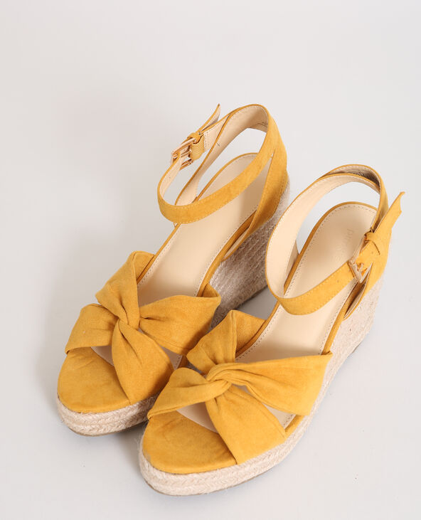 Sandales compensées en paille orange - Pimkie