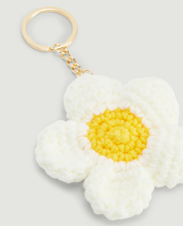 Porte-clé fleur en tricot blanc - Pimkie