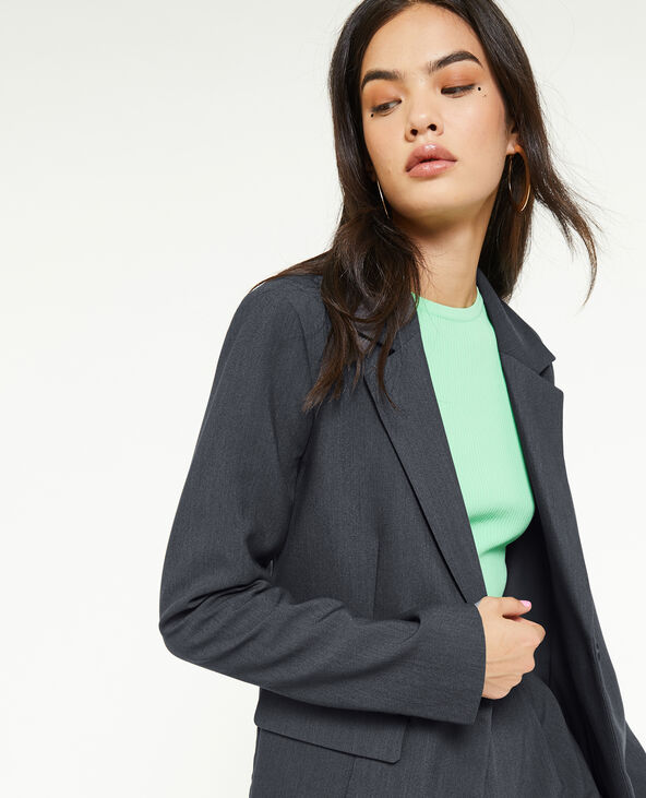 Veste blazer droite avec poches gris foncé - Pimkie
