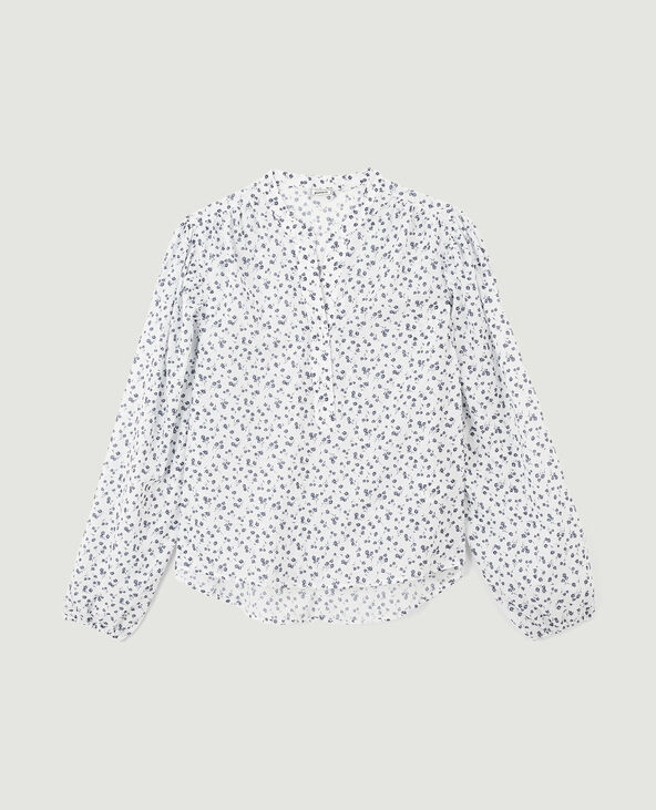 Blouse manches ballons motif fleurs blanc - Pimkie