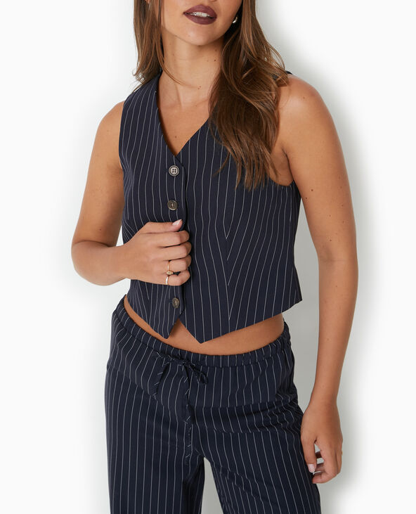 Gilet de barman avec rayures banquier bleu marine - Pimkie