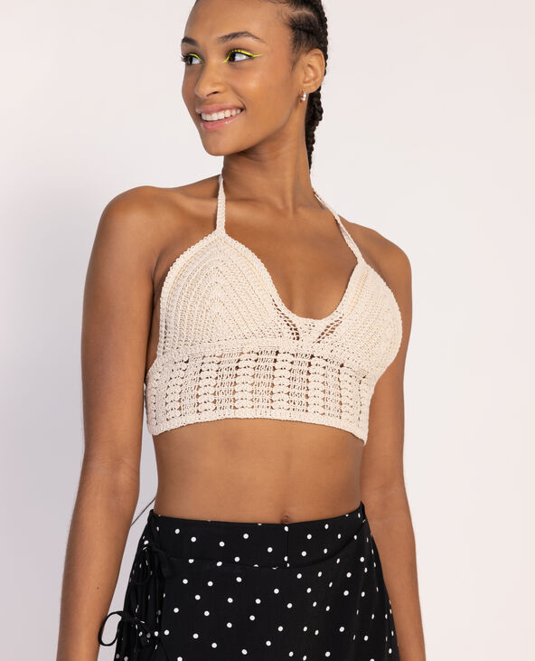 Top dos-nu en crochet sable - Pimkie