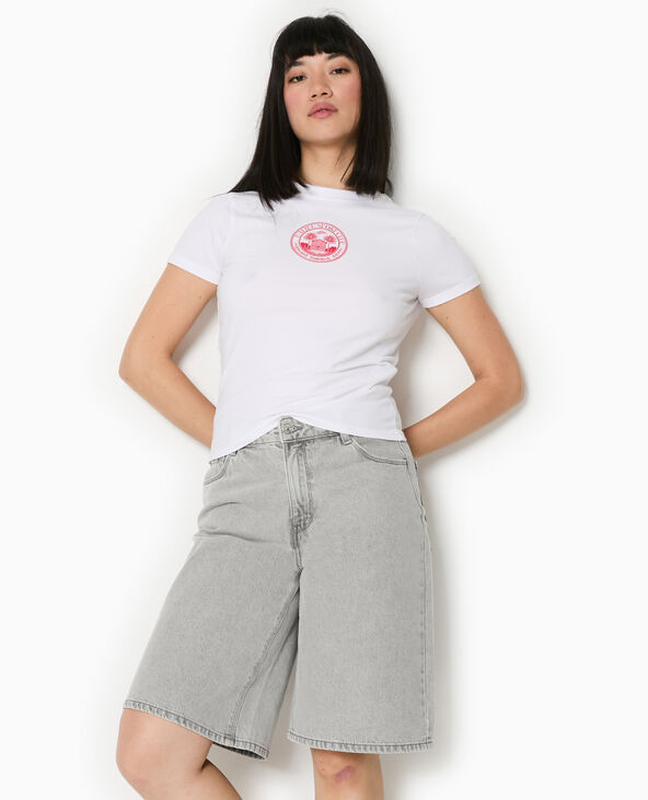 T-shirt ajusté avec print blanc - Pimkie