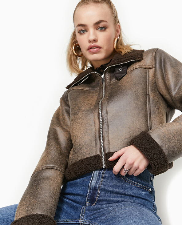 Blouson façon bombardier avec sherpa marron - Pimkie