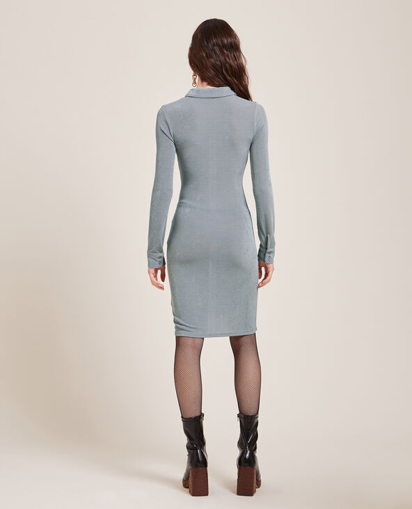 Robe chemise courte effet froncé argenté - Pimkie