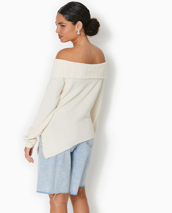 Pull encolure Bardot blanc - Pimkie