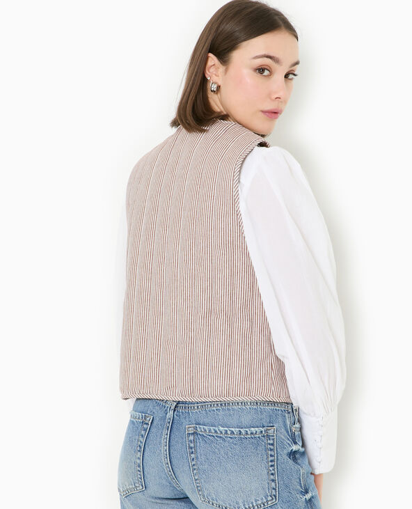 Veste sans manches matelassée avec rayures marron - Pimkie