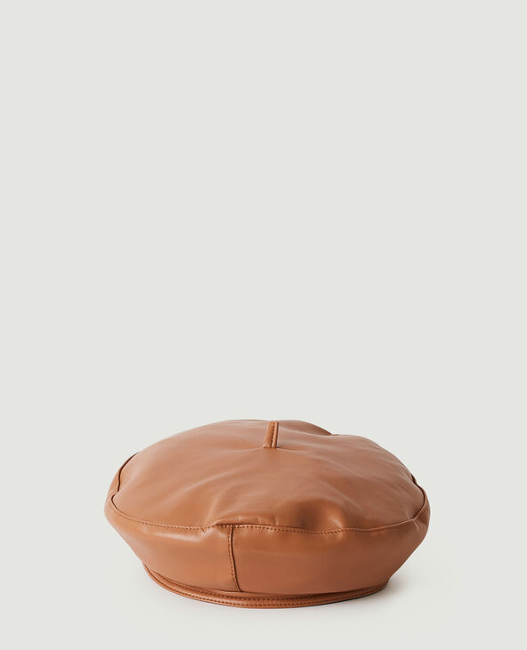Béret en simili cuir taupe - Pimkie