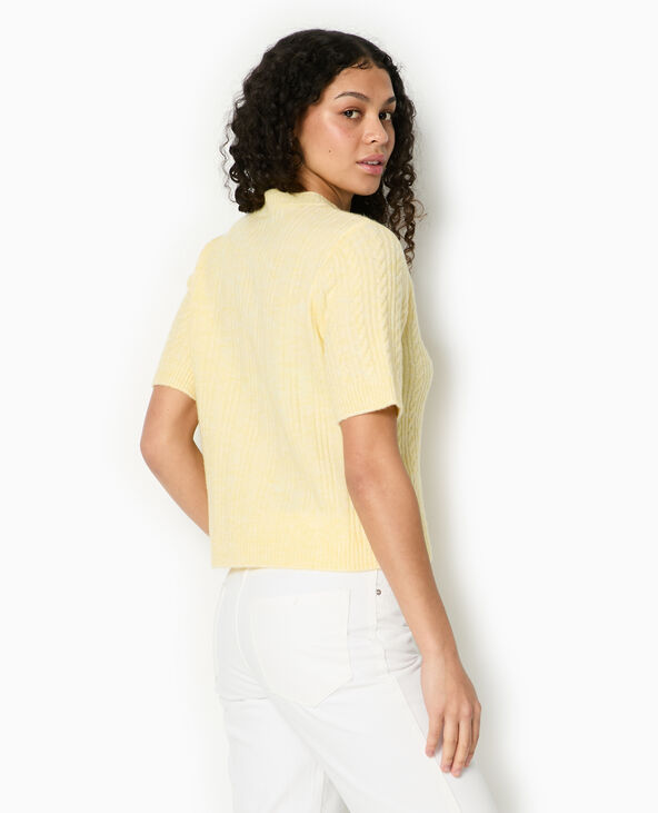 Pull manches courtes maille torsadée jaune - Pimkie