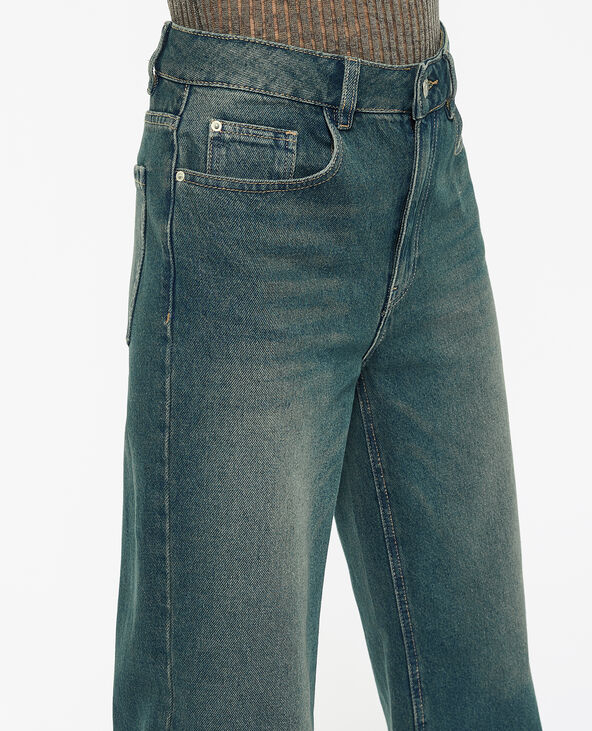 Jean wide taille haute effet dirty vert kaki - Pimkie