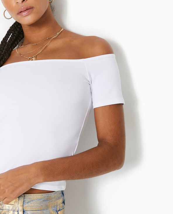 T-shirt encolure Bardot blanc - Pimkie