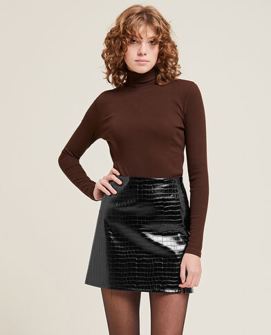 Jupe courte simili cuir noir - Pimkie
