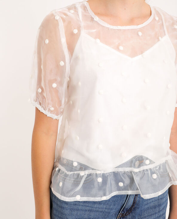 Top en organza blanc - Pimkie