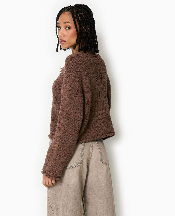Gilet court avec nouettes devant marron - Pimkie