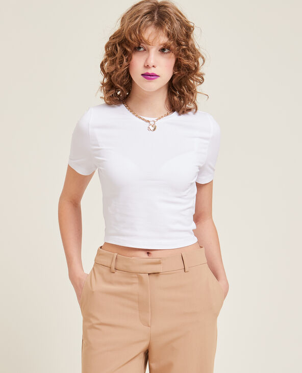 T-shirt cropped blanc - Pimkie
