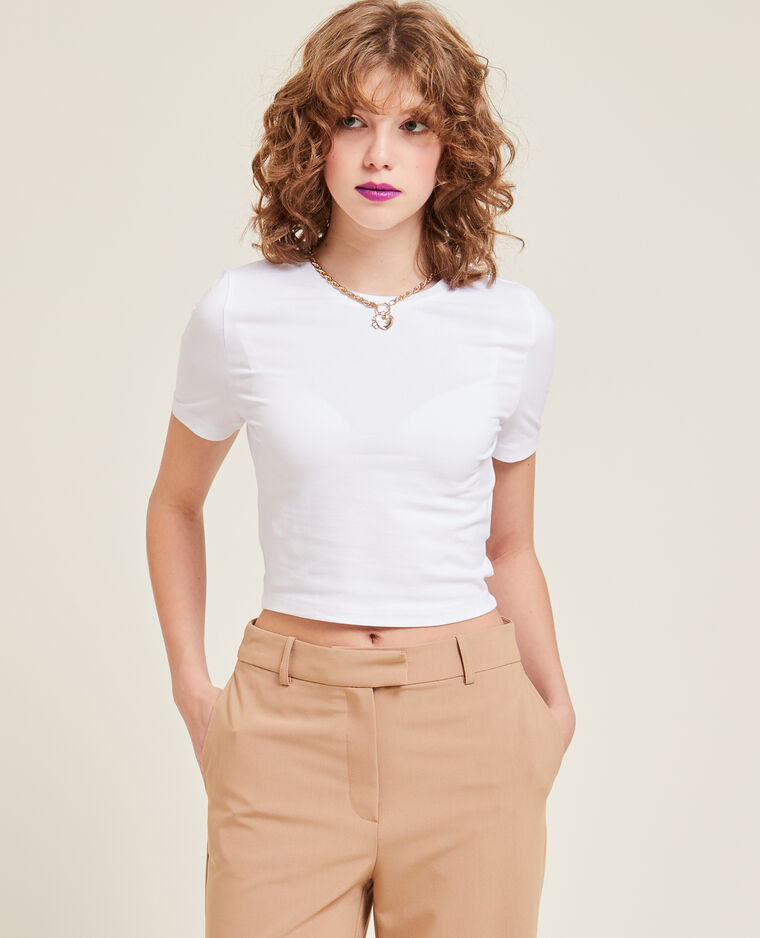 T-shirt cropped blanc - Pimkie