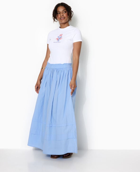 Jupe longue en popeline avec ceinture élastiquée bleu - Pimkie