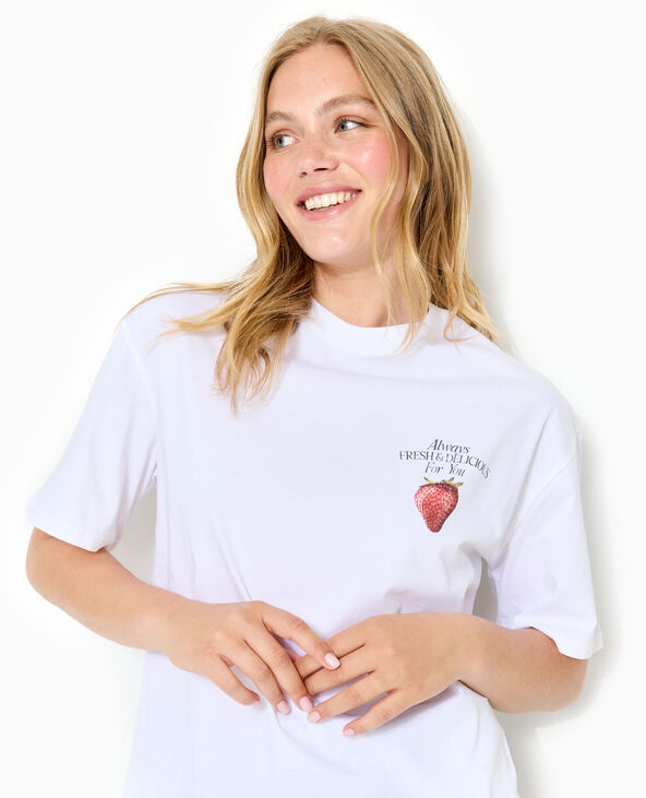 T-shirt oversize avec print poitrine et dos blanc - Pimkie