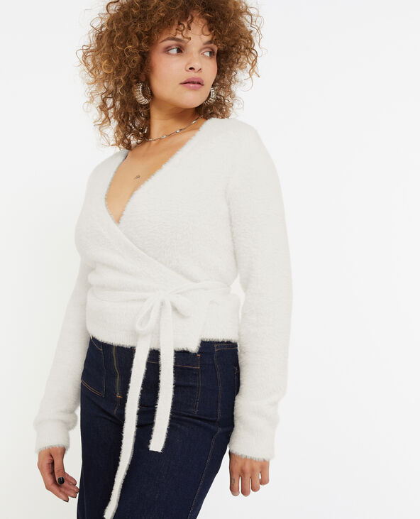 Cache-cœur en maille fluffy blanc - Pimkie
