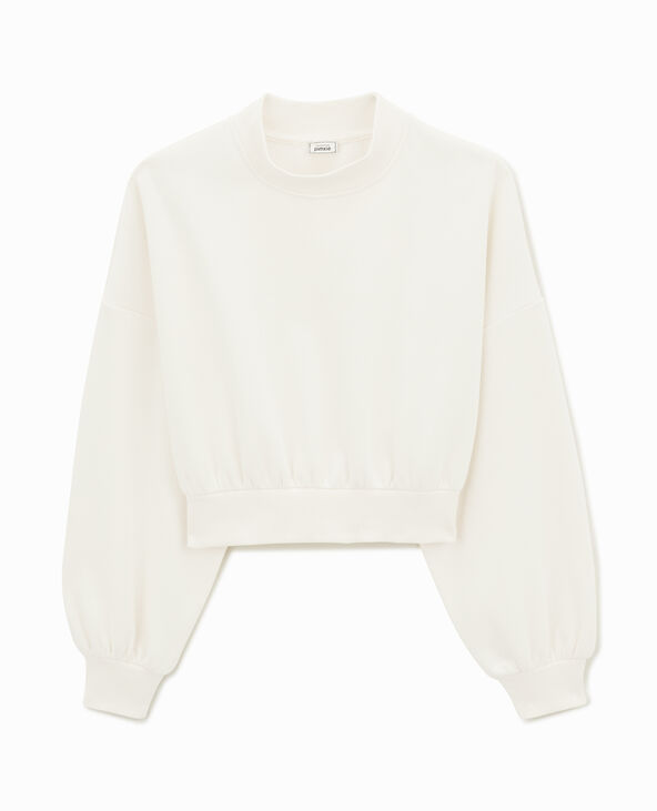 Sweat court avec col montant blanc - Pimkie