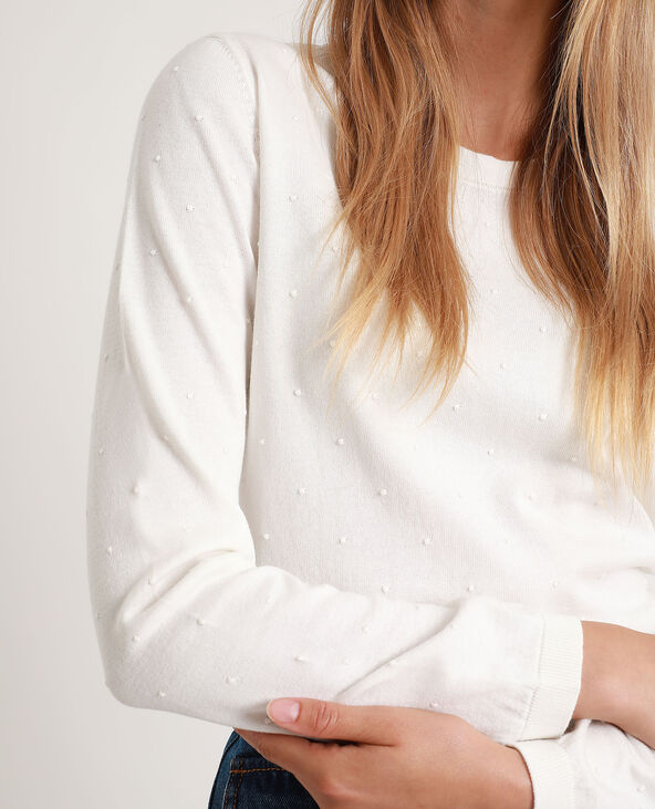 Pull plumetis reliefé blanc - Pimkie