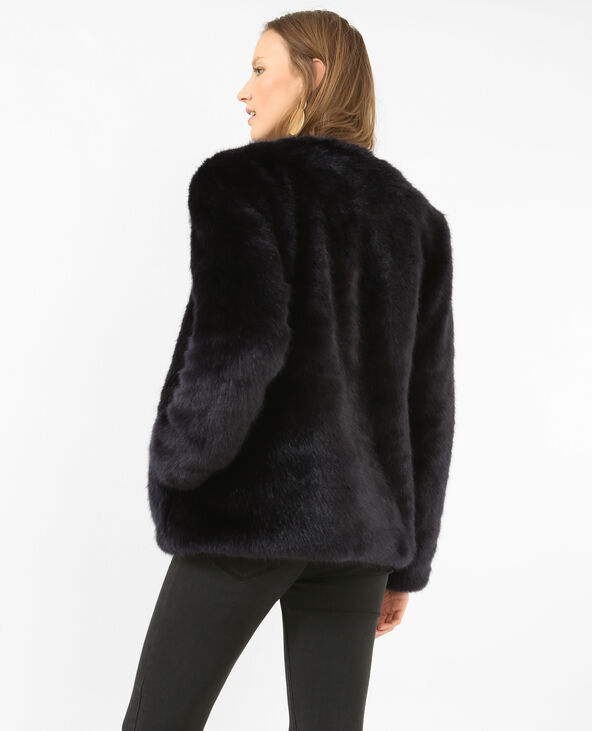Manteau fausse best sale fourrure femme noir