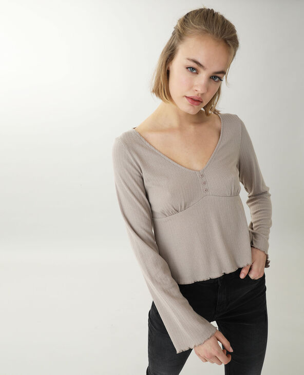 Top manches longues taupe - Pimkie