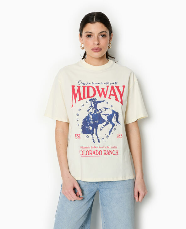 T-shirt oversize avec print devant blanc - Pimkie