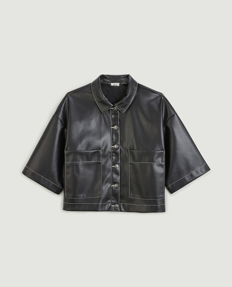 Chemise simili cuir manches courtes noir - Pimkie