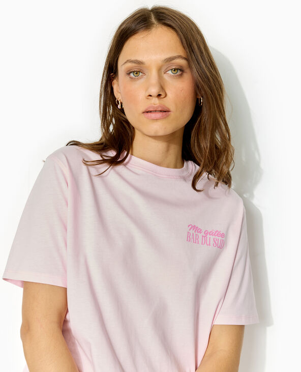 T-shirt oversize avec print poitrine et dos rose - Pimkie