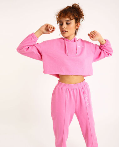 Sweat cropped à capuche rose clair - Pimkie
