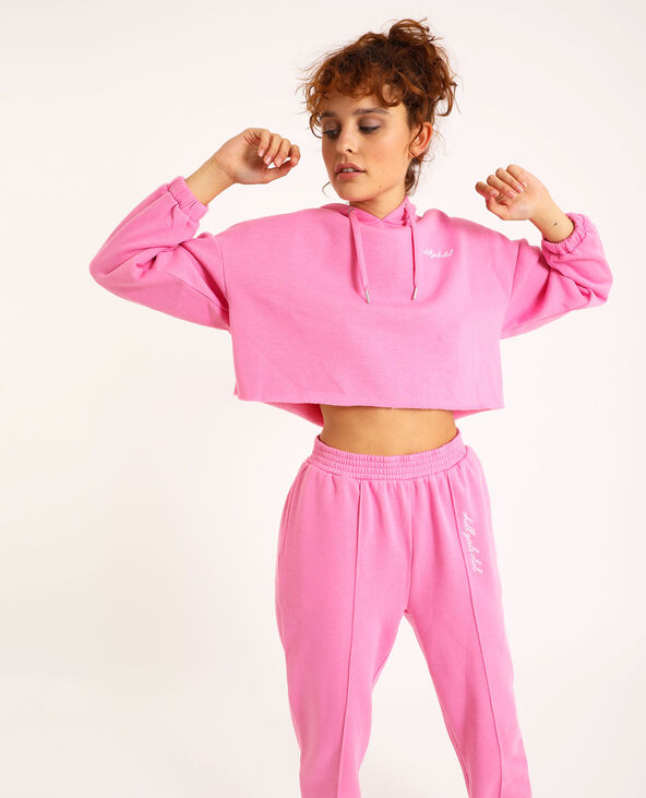 Sweat cropped à capuche rose clair - Pimkie