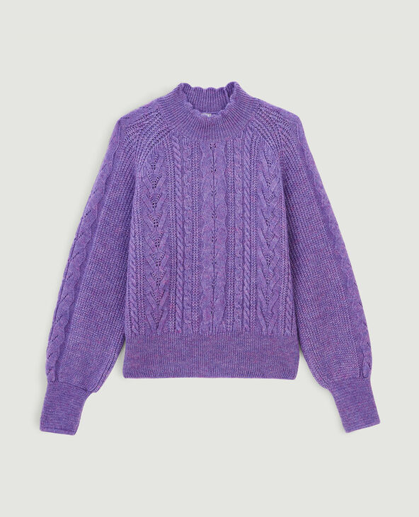 Pull maille torsadée col montant violet - Pimkie