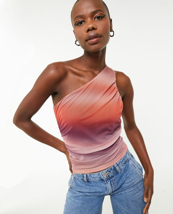 Top one shoulder asymétrique en micro-mesh rose - Pimkie