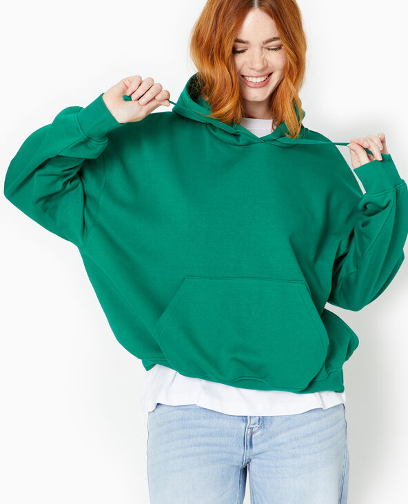 Sweat capuche avec poche devant vert foncé - Pimkie