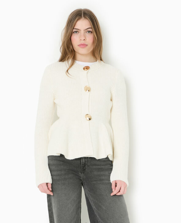 Gilet peplum avec volant et gros boutons dorés blanc - Pimkie