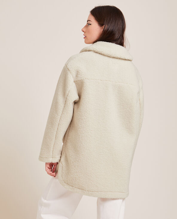 Veste droite en sherpa blanc - Pimkie